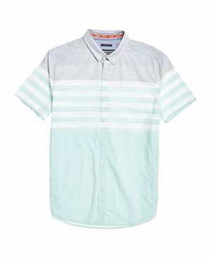 Superdry International Poplin Férfi Rövid Ujjú Ing Csíkok/Szürke | GHNQT4567